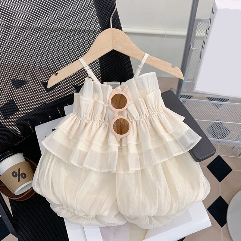 cute dress shorts Cute Baby Girl Mesh Suspender Puffy Shorts Two-piece Set
