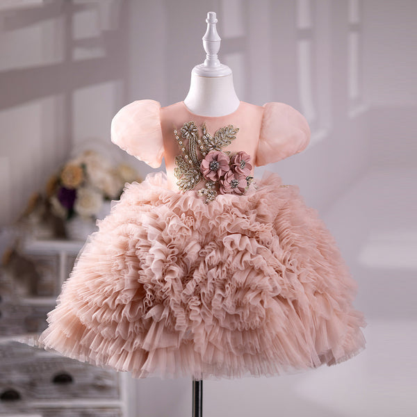 Toddler Prom Dress Girl Summer Pageant Communion Fluffy Cake Princess Dress