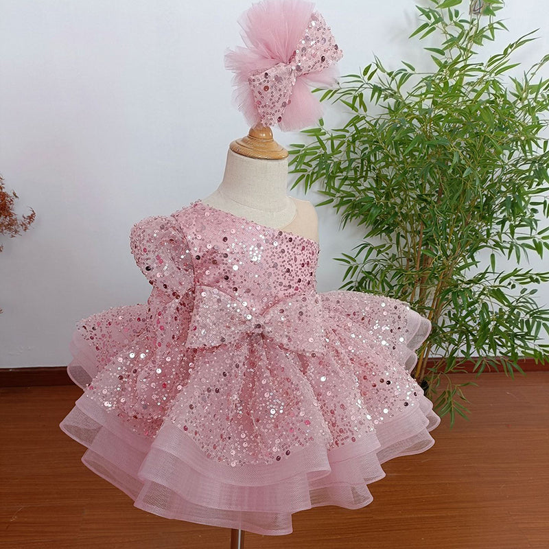 Cute  Baby Girl  Sequins Beauty Pageant Dress Toddler Birthday Party Princess Dress