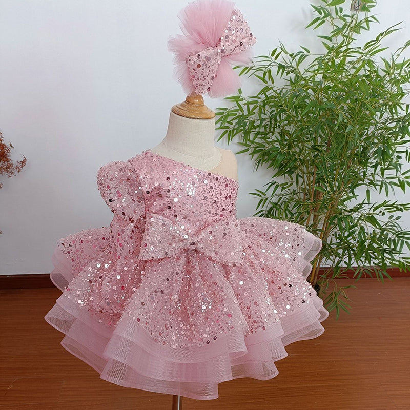 Cute  Baby Girl  Sequins Beauty Pageant Dress Toddler Birthday Party Princess Dress