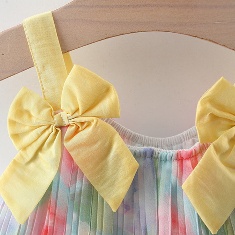 Toddler Dress Cute Baby Bow Strap Rainbow Dress