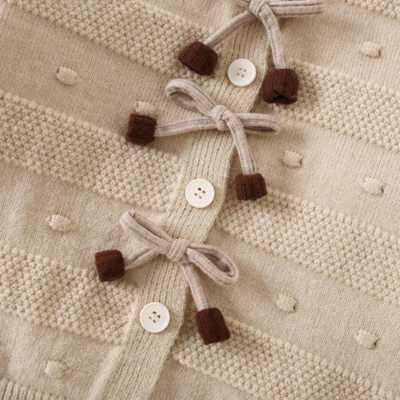 Girls' Bow Knitted Sweater Pleated Skirt Two-Piece Set