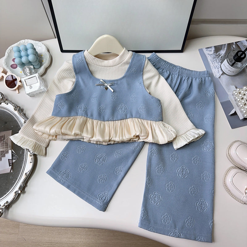 Cute Girls Sleeveless Vest Set Vest Pants Two-piece Set