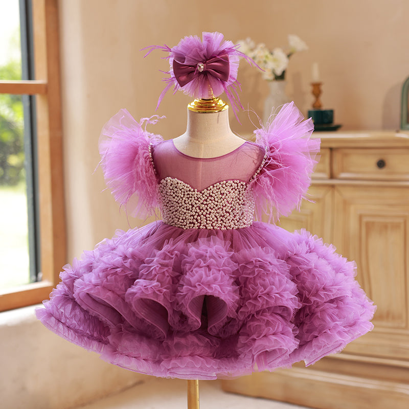 Baby Girl and Toddler Birthday Bead  Prom Dress Puffy Princess Dress