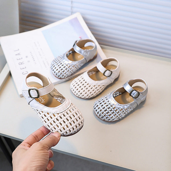 Girls Cute New Summer Woven Closed Toe Shoes