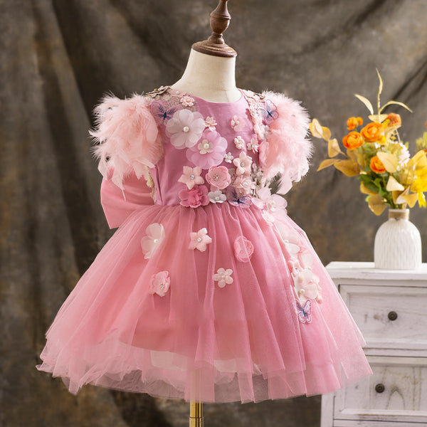 Cute Baby Girl Puffy Beauty Pageant Dress Toddler Birthday Party Princess Dress