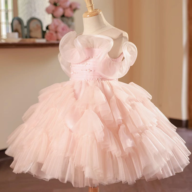 Toddler Pageant Pink Curl Fluffy Princess Dress