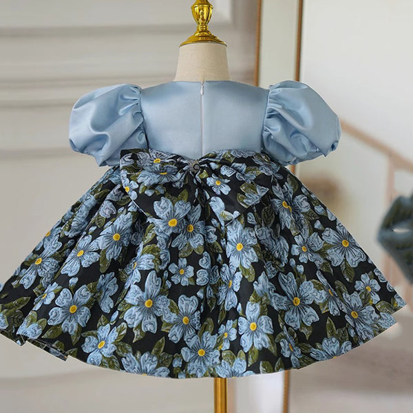 Elegant Baby Floral Puff Sleeve Birthday Dresses Little Girl Dresses