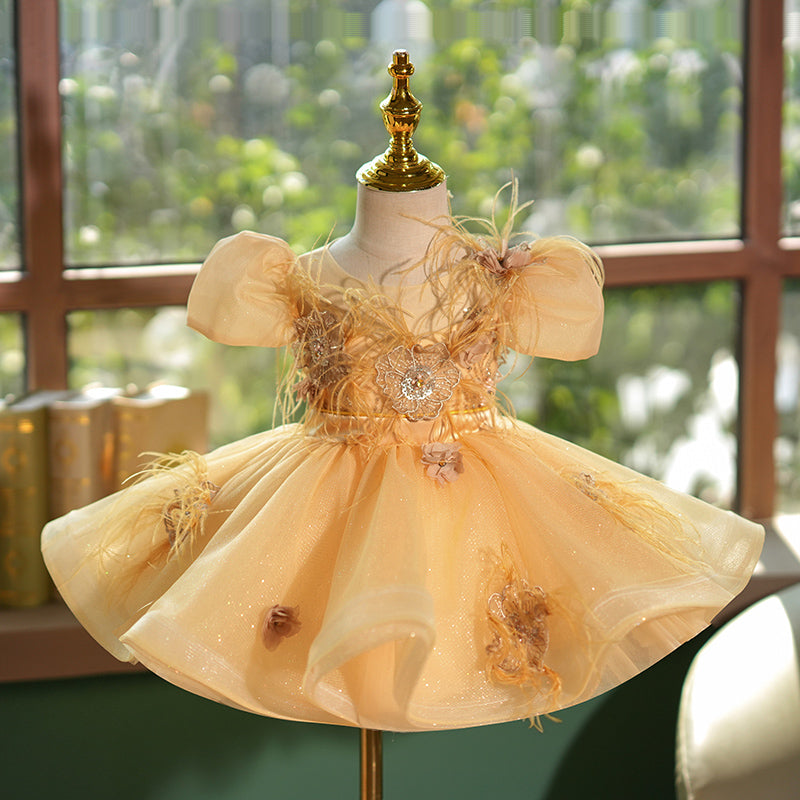 Yellow Princess Puffy Skirt Flower Girl Wedding Dress Yellow Princess Puffy Skirt Flower Girl Wedding Dress