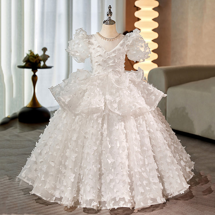 White Girls Pageant Dress Children's Birthday Princess Dress