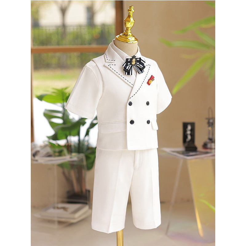 Children's Pure White Suit Set Birthday Party Elegant Suit