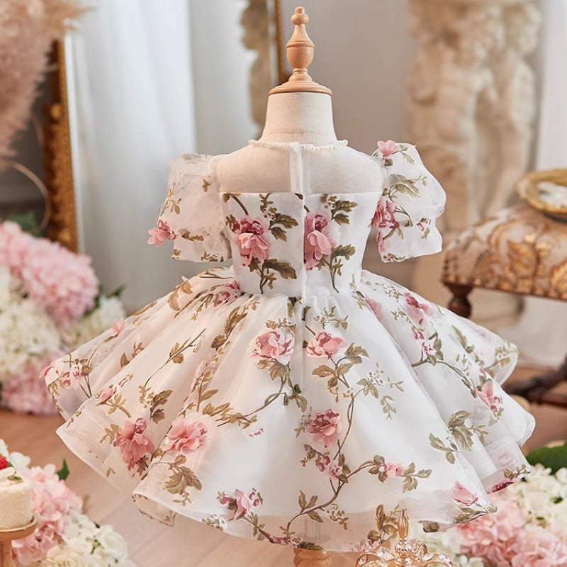 Cute Summer Floral Dress Girls Spring Birthday Dress Baby Flower Girl Princess Dress