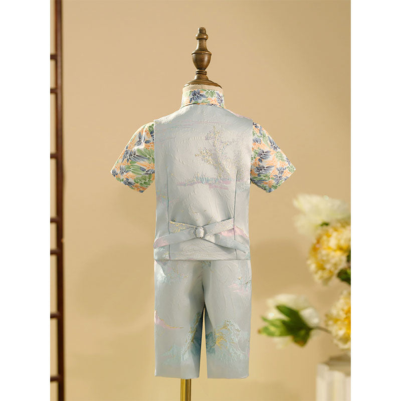 Baby Boy's British Style One-year-old Dress Floral Shirt Suit