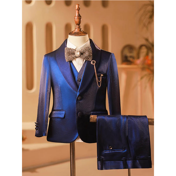 Boys Dark Blue Suit Costume with Brooch