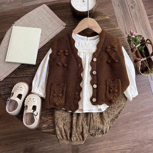 Children's Autumn Bottoming Shirt Vest and Pants Three-piece Set