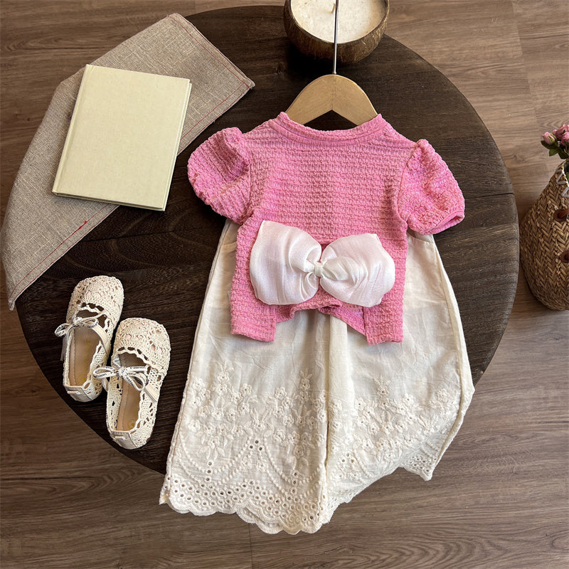 Girls New Summer Cute Tops Pants Two-piece Suit