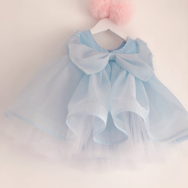 Cute Baby Girl Light Blue Bow Baby Romper