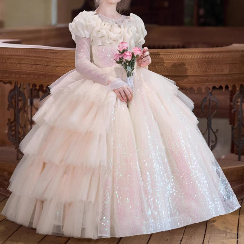 slim fit dress slacks Cinderella Couture Satin Long Flower Girl Dress - Blush - Size 12 main image 1