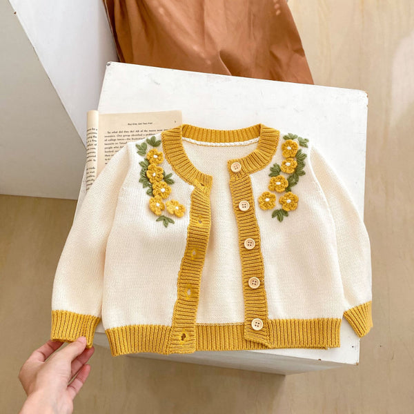 Baby Girl Three-dimensional Crochet Coat Flower Strap Jumpsuit