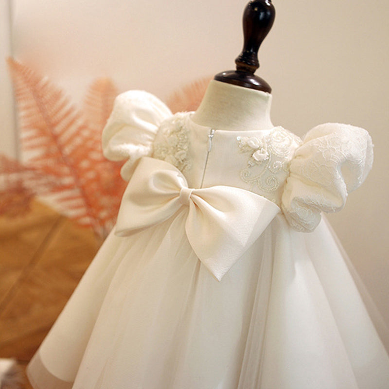 Elegant Baby Puff Sleeve Princess Dress Toddler Christening Dress
