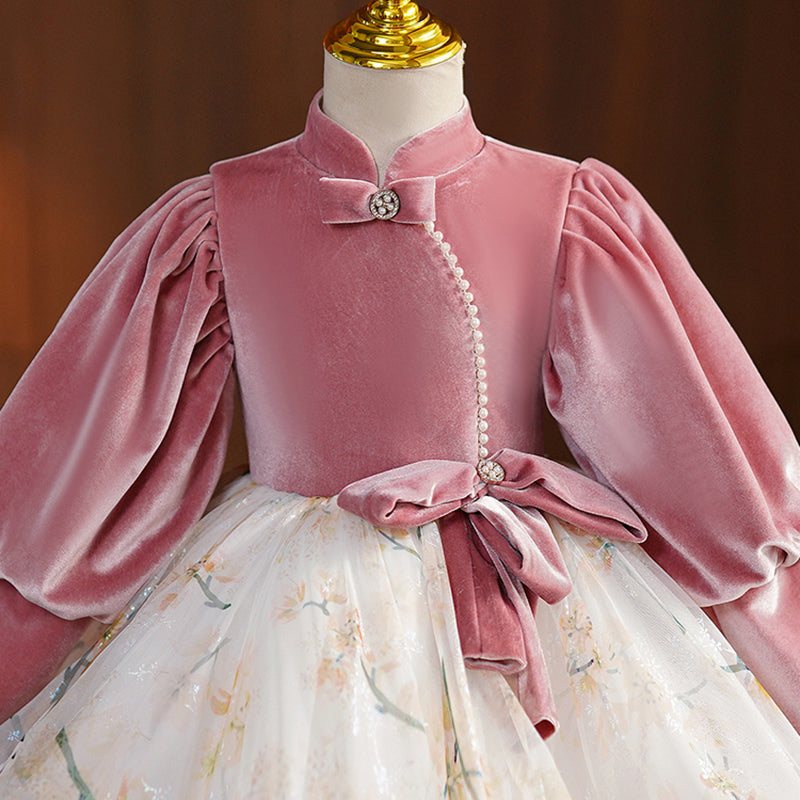 Cute Baby Girl Christmas Puffy Dress Toddler Birthday Long Sleeves Princess Dress