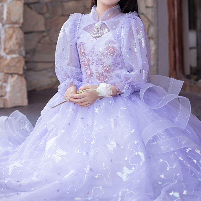 Girls' Ball Dress Children's Purple Birthday Dress Flower Girl Dress