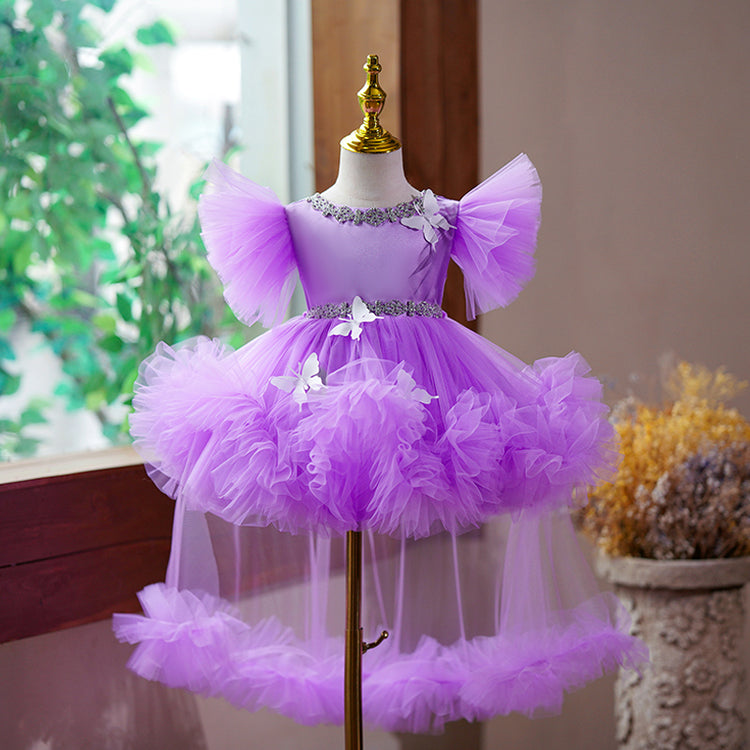 Flower Girl and Toddler Birthday Butterfly  Prom Dress Puffy Princess Dress