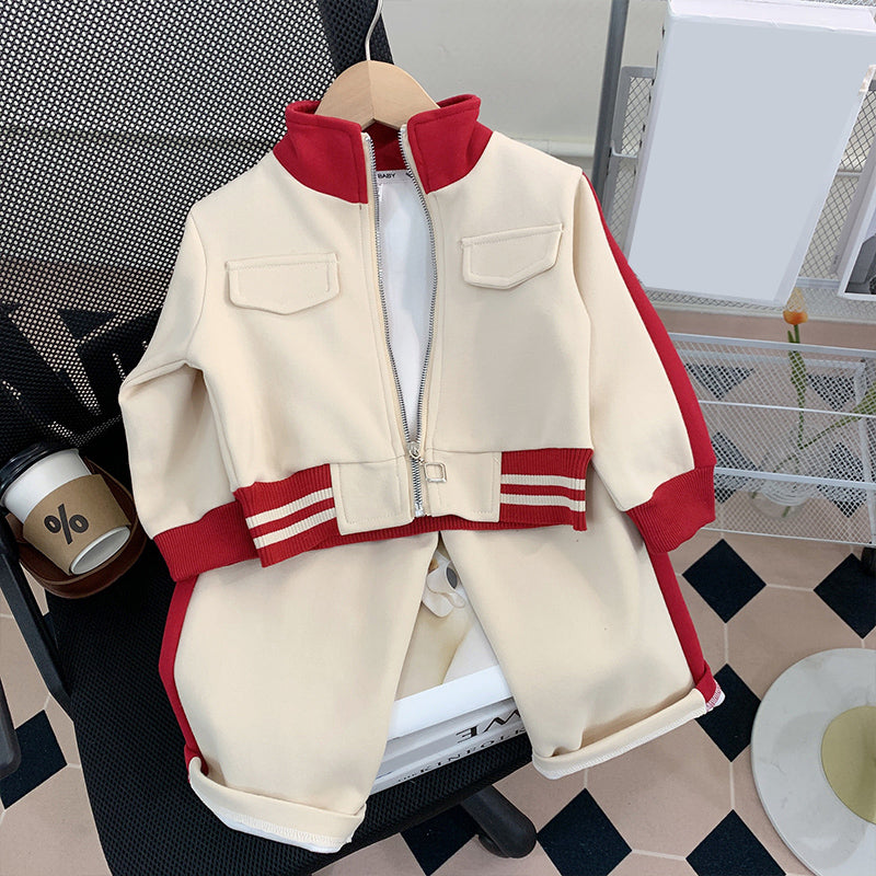 Cute Baby Girl Patchwork Contrasting Sportswear Suit