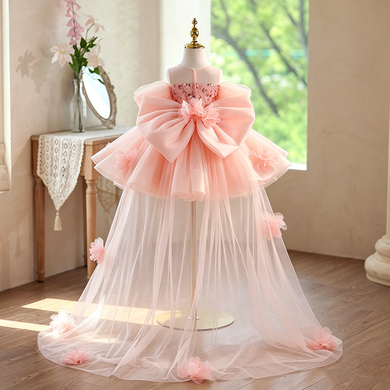pink toddler birthday dress Baby Girl Summer Pink Puffy Princess Dress Toddler Birthday Party Dre marryshe
