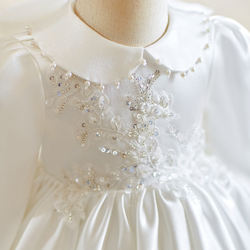 Girls White Party Princess Dress Flower Girl Wedding Puffy Dress