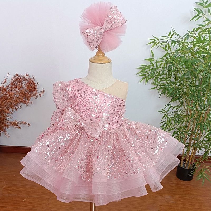 Cute  Baby Girl  Sequins Beauty Pageant Dress Toddler Birthday Party Princess Dress