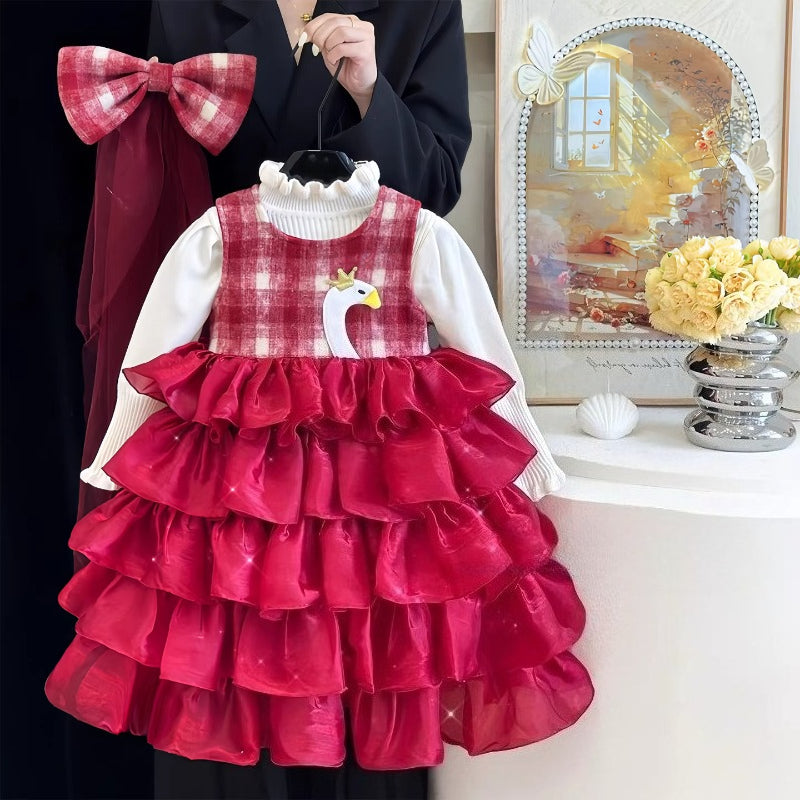 two piece princess dress Beaded Red Tulle Two-piece Mermaid Long Prom Dress