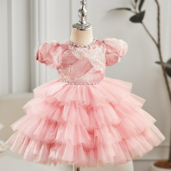 Pink Girl Birthday Princess Dress Flower Girl Wedding Dress