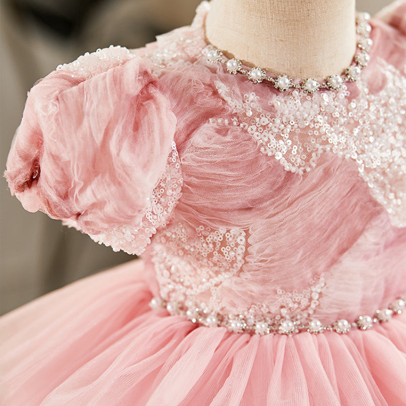 Pink Girl Birthday Princess Dress Flower Girl Wedding Dress