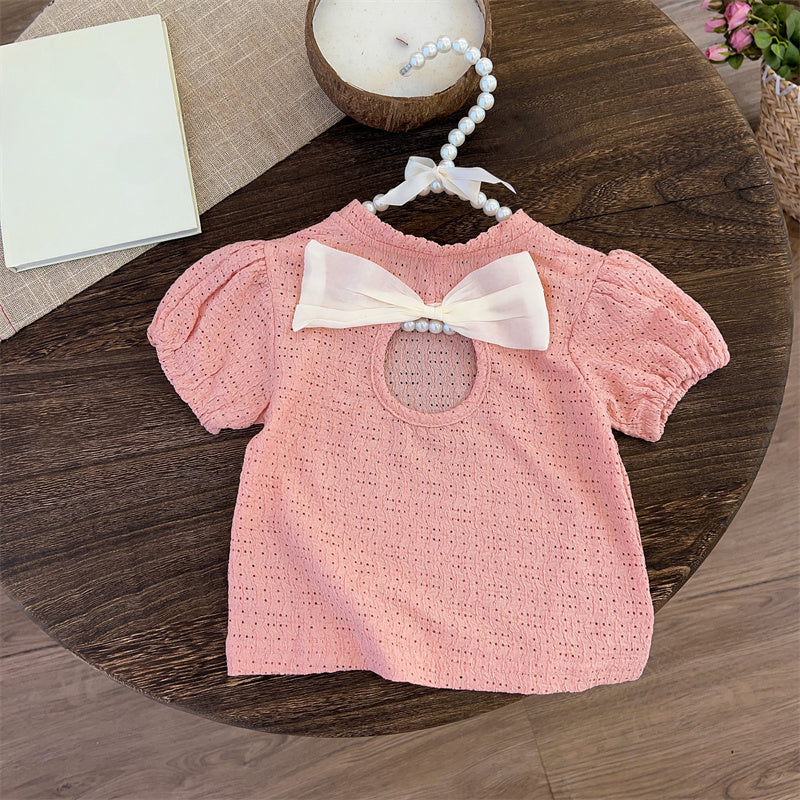 Cute Baby Summer Thin Girls White Pants Pink Top