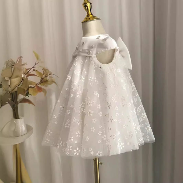 Elegant Baby Flower Mesh First Communion Dress Toddler Party Puffy Princess Dresses
