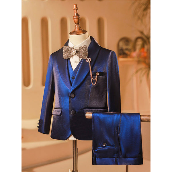 Boys Dark Blue Suit Costume with Brooch
