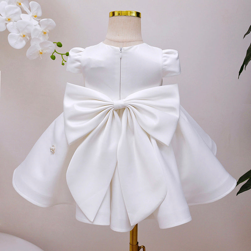 Baby Girl One-year-old Dress Toddler Birthday Dress Girls Christening Dresses, White / 9-10 Years (150cm)