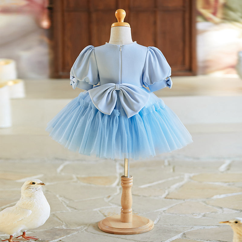 Girls Birthday Blue Dress Summer Flower Girl Princess Dress
