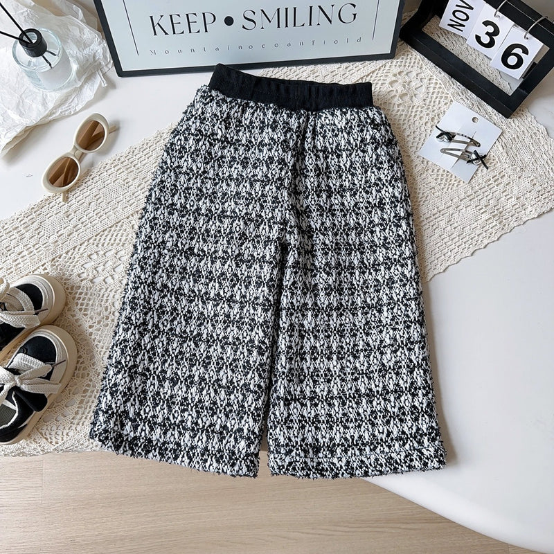 Girls' New Vest Bottoming Shirt and Wide-leg Pants Three-piece Set