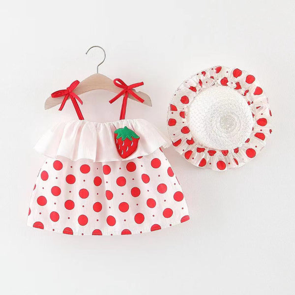 Cute Baby Girl Printed Suspender Princess Dress Toddler Party Dresses