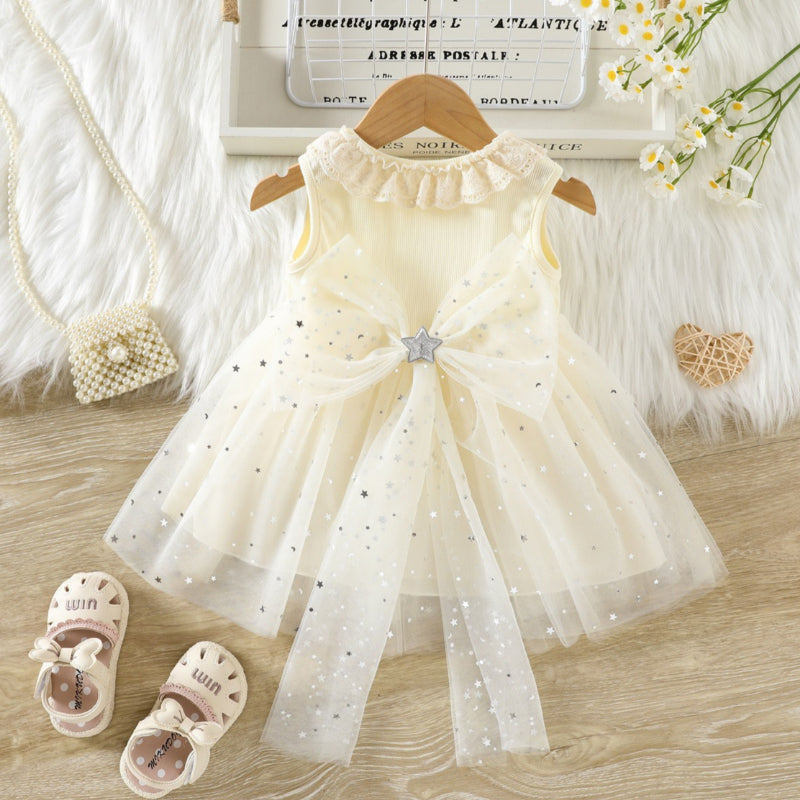 holiday dress with bow Girls Summer Cute Party Girls Elegant Dress Ultimate Guide to Party Waist24(60cm.) Hips33(83.5cm.) UK6/US2/EU34/AU6 Bust32(80.5cm.) Color:Blue / Navy Polka long flowy yellow dress