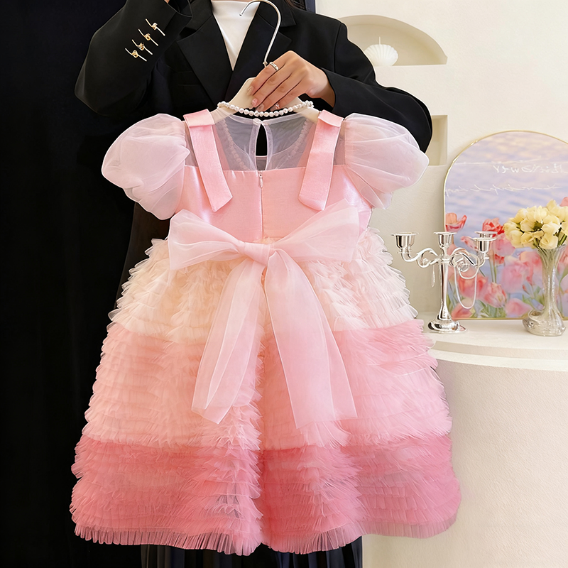 Childrens Birthday Dress Girls Princess Dress Flower Girls Pink Dress