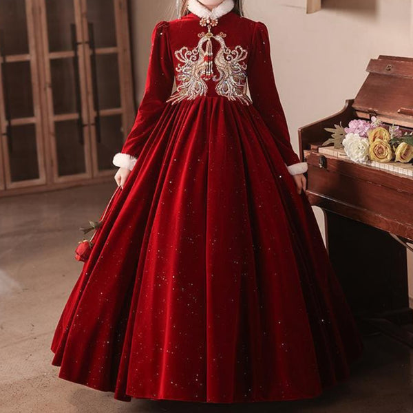 Girls' Christmas Dresses Girls' Birthday Velvet Dresses Children's Ball Princess Dresses