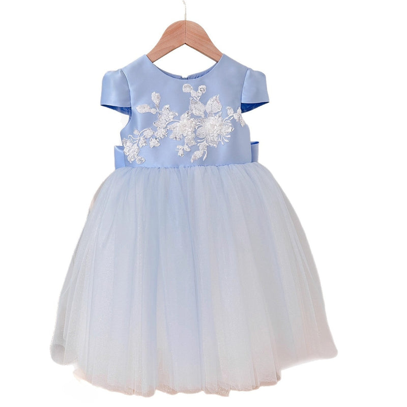Girls Birthday Sequin Dress Children Party Bow Princess Dress