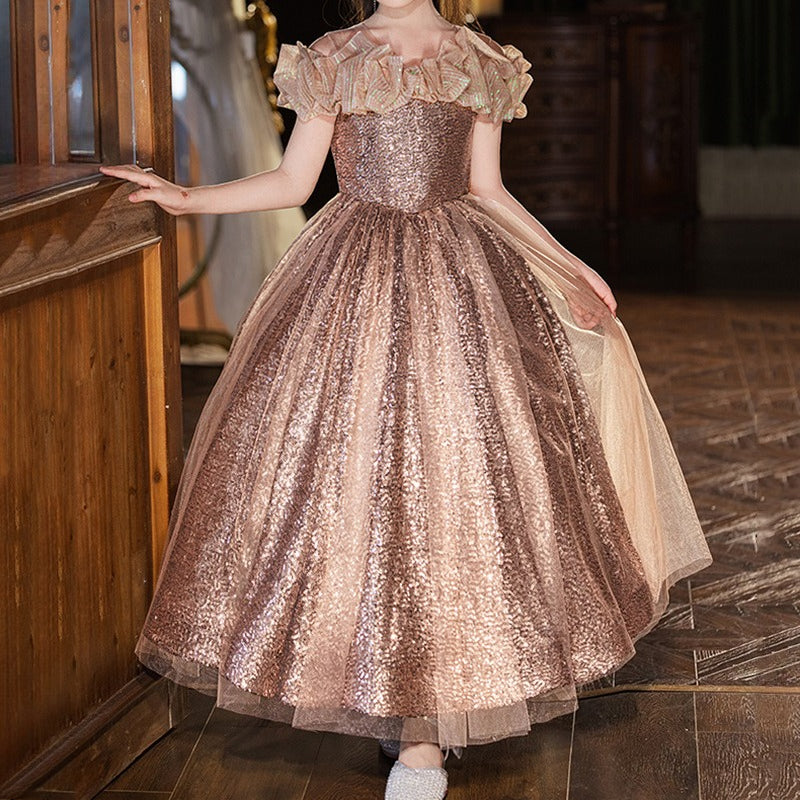 Girls Pageant Dress Children's Birthday Sequin Princess Dress Girls Prom Dress