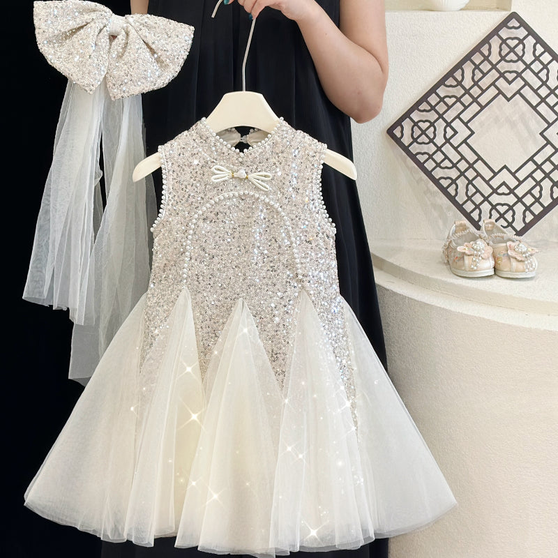 Summer Girls Birthday Dress Flower Girl Sequin Princess Dress