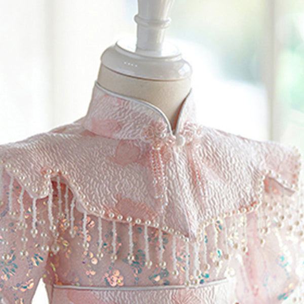 Elegant Baby Girls Pink Button Pageant Dresses Toddler Girl Birthday Dresses