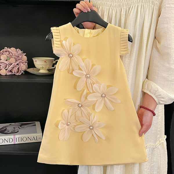 Cute Girls Party Dress Children Flower Vest Princess Dress