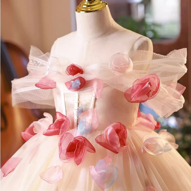 Elegant Baby Rose Flower Girl Dress Birthday Dresses Girls Beauty Pageant Dress